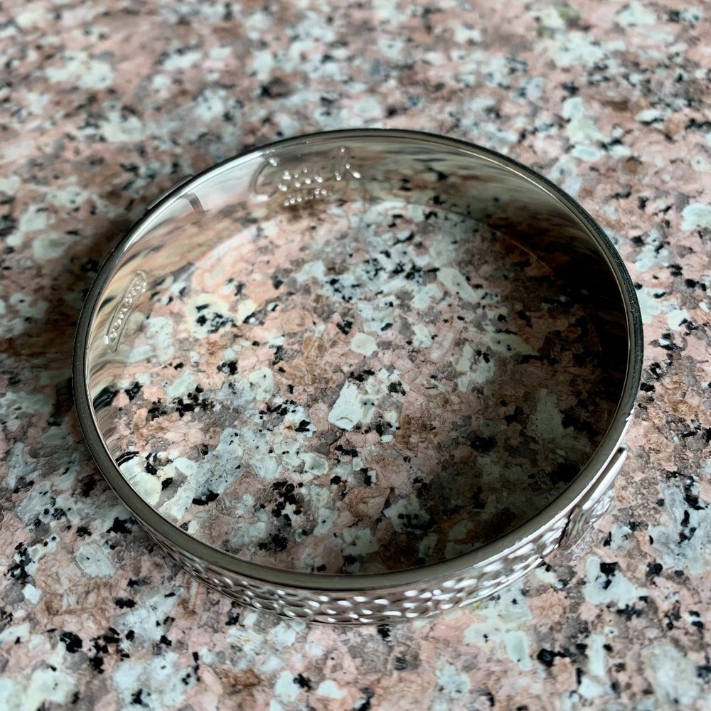 Coach Silver Signature Logo Bangle Bracelet Half Inch - Picture 2 of 4